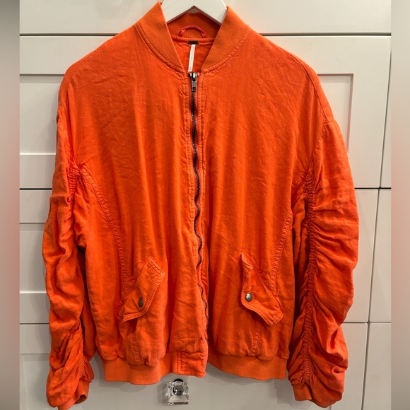 Free People Linen Blend Ruched Jacket XS NWOT - Picture 2 of 8